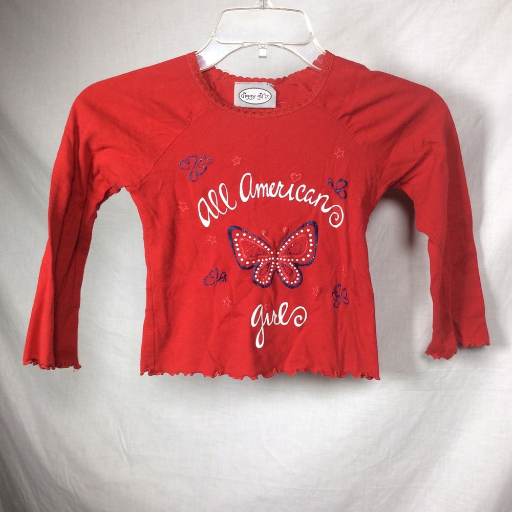 diggy girlz Red Graphics “All American Girl” Top